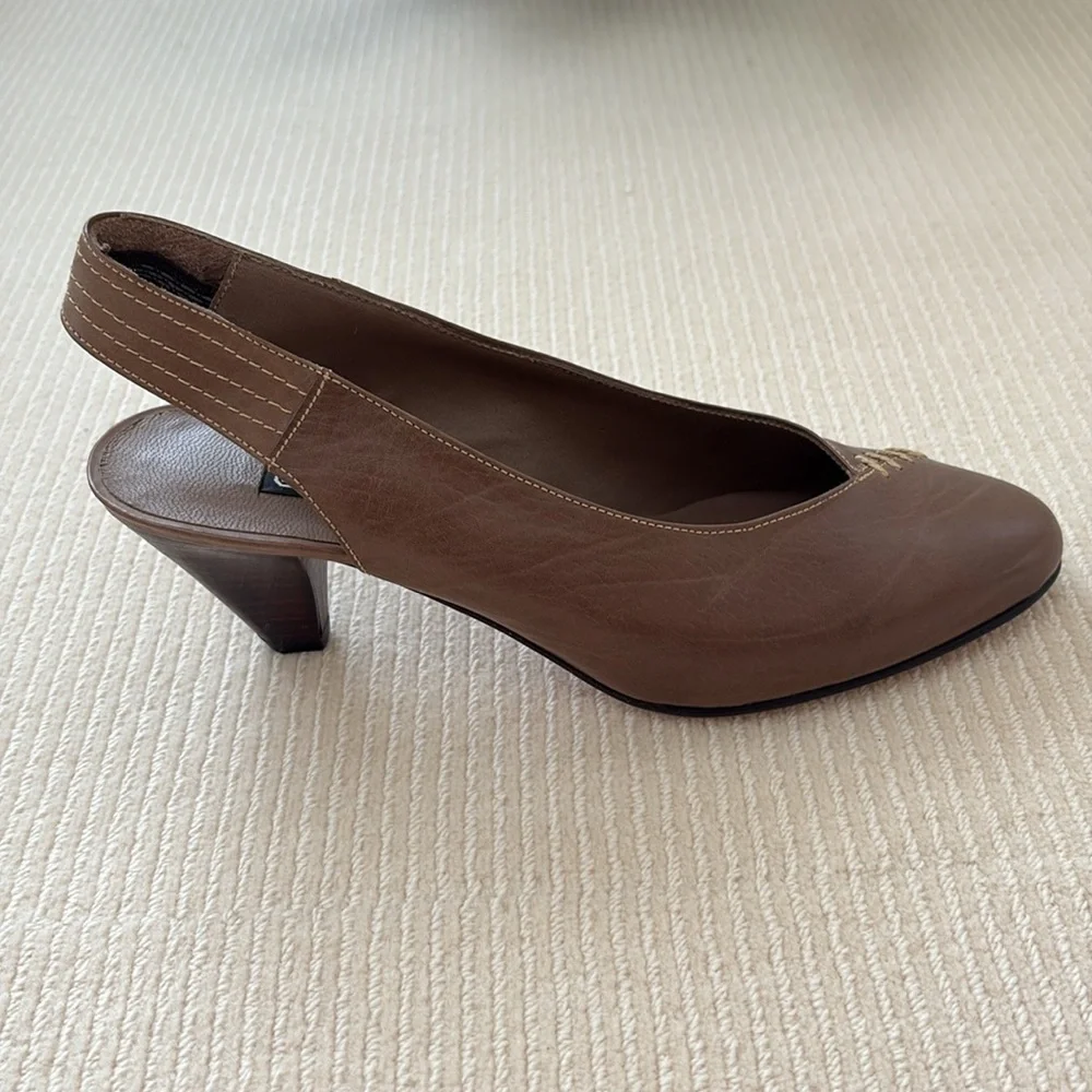 MONTBUI Elegant Brown Slingback Heels